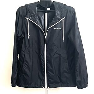 Columbia Women's Black and White Hooded Zipper Windbreaker Jacket Size Large